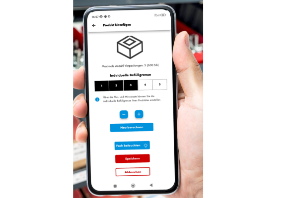 ORSY Cockpit App mit der Seite um eine individuelle Befüllgrenze einzustellen
