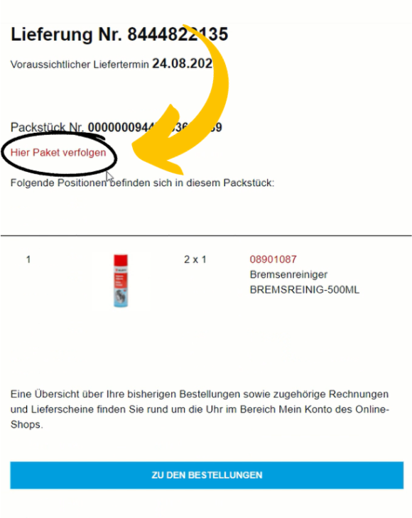 Versandbenachrichtigung