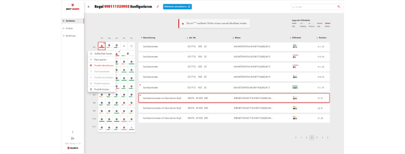 ORSY Cockpit App: Fächer werden mit rotem Ausrufezeichen angezeigt