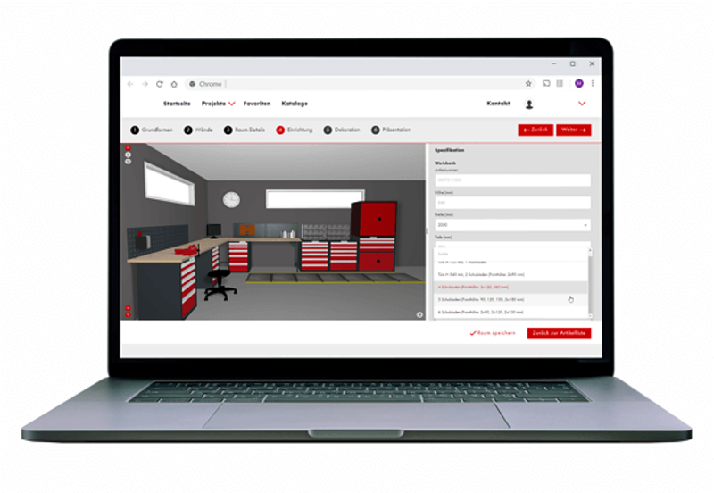 Würth Einrichtungsplaner Notebook mit Raumplaner